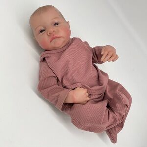 Reborn 3D Girl Baby Doll 16” Realistic Baby Pink 2 Piece Outfit